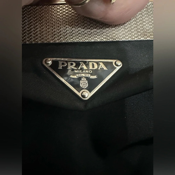 Prada Tessuto Nylon and Leather Frame Satchel Black EUC - Picture 6 of 16